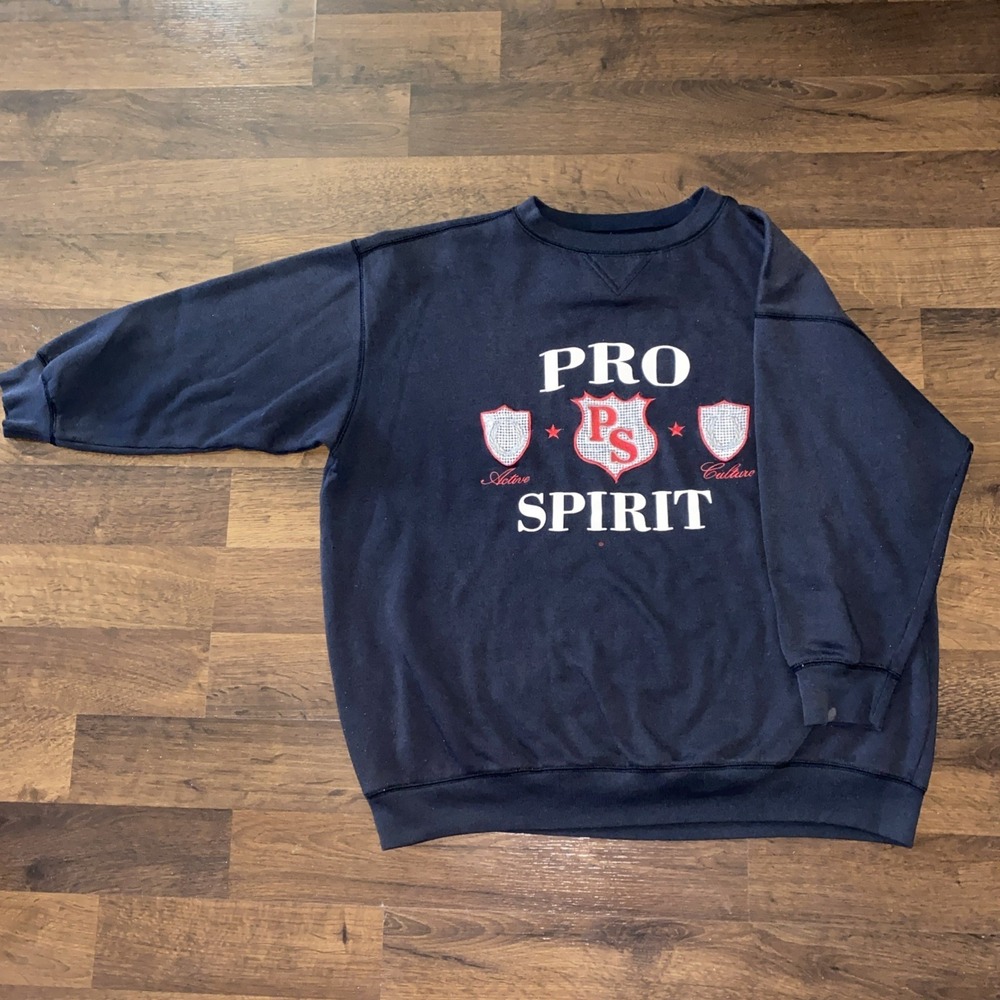 Vintage Pro Spirit Black Pullover Sweater Medium Large Grandpacore Cabincore‎